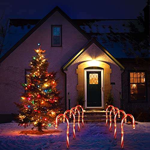 OSALADI 8Pcs Christmas Candy Cane Lights £6.33 with voucher @ Amazon / Vivinacy