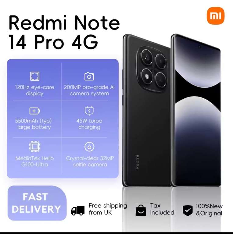 XIAOMI Redmi note 14 pro 5g midnight black 8gb ram 256gb rom