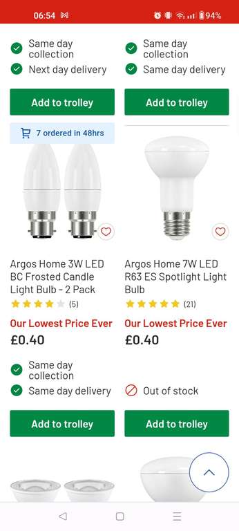 LED Light Bulbs Starting from £0.30 (Links in description) + Free Click & Collect in Selected Stores @ Argos