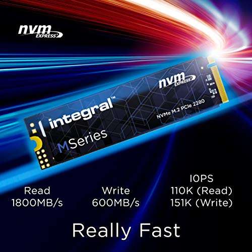 Integral 128GB SSD NVME M.2 2280 PCIe Gen3x4 R-1800MB/s W-600MB/s TLC M1 Solid State Drive