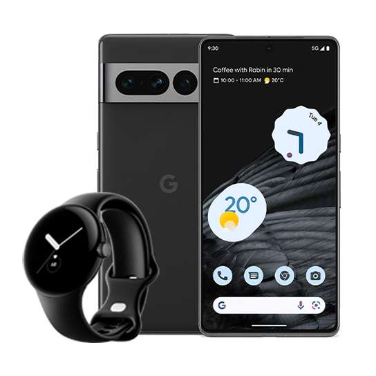 Google Pixel 7 Pro 128GB 5G Mobile Phone + 20GB (40GB W/Volt) O2 Data, £21p/m £339 Upfront (24m) + Pixel Watch LTE £841 @ Affordable Mobiles