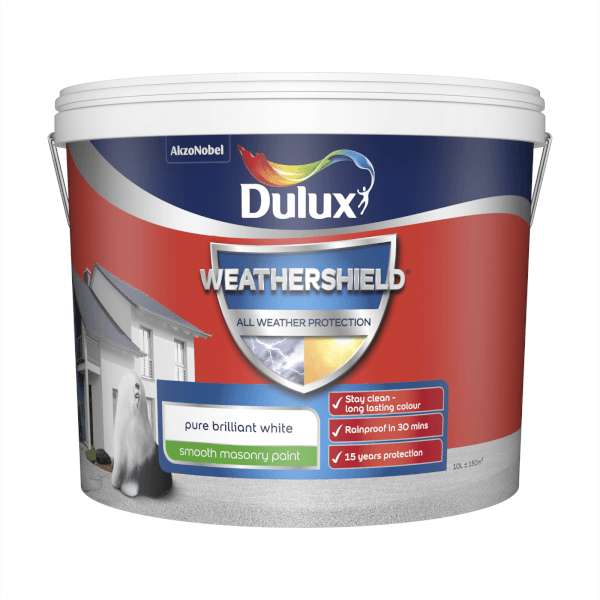 Dulux Weathershield All Weather Smooth Masonry Paint Pure Brilliant White - 2 x 10L for £57 + Free Collection @ Homebase