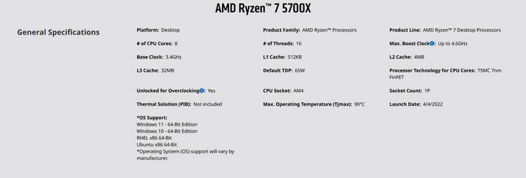 AMD Ryzen 7 5700X Desktop Processor (8-core/16-thread, 36MB cache, up to 4.6GHz max boost) - £170.98 with code @ ebuyer / eBay