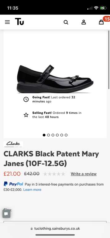 Clarks Toddler and Kids Shoes starting @ £12 with click & collect @ Sainsbury's Tu Clothing