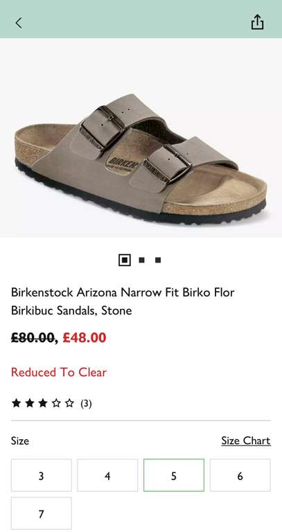 Birkenstock Arizona Narrow Fit Birko Flor Birkibuc Sandals, Stone - Free click and collect