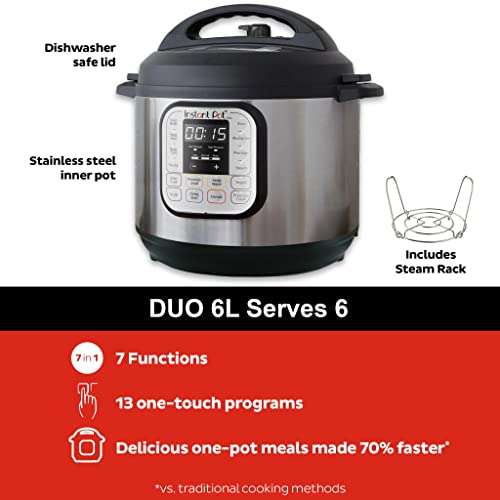 Instant Pot Duo 7-in-1 Smart Cooker 5.7L - Pressure Cooker, Slow Cooker £54.99 @ Amazon