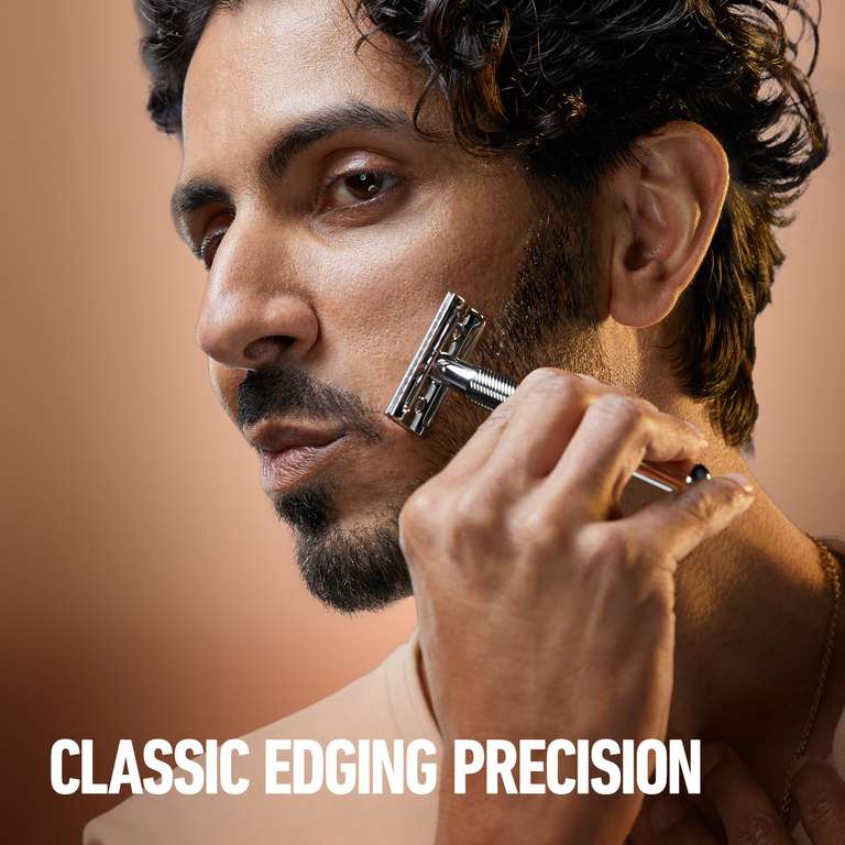 King C. Gillette Double Edge Safety Razor for Men, 5 Platinum Coated Double Edge Razor Blades