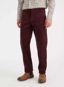 Men's Aubergine Corduroy Trousers - sizes 30-44 - free click and collect