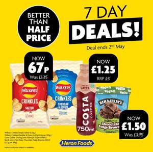 7 Day Deals - Walkers Crinkles 67p / Ben and Jerry's Chocolate Fudge Brownie £1.50