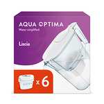 Aqua Optima Liscia Filter Jug & 6 x 30 Day Evolve+ Water Filter Cartridges, 2.5 Litre Capacity