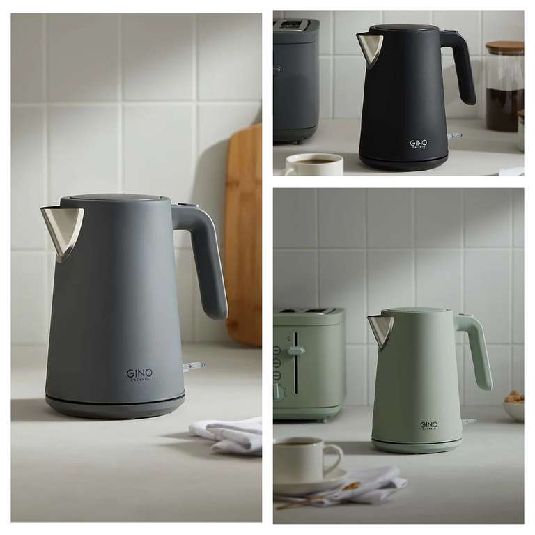 Gino D'Acampo Fast Boil Kettle 1.7L - Black, Green or Grey £18 / Matching Toaster 4-Slice Toaster £25 - Free Click & Collect