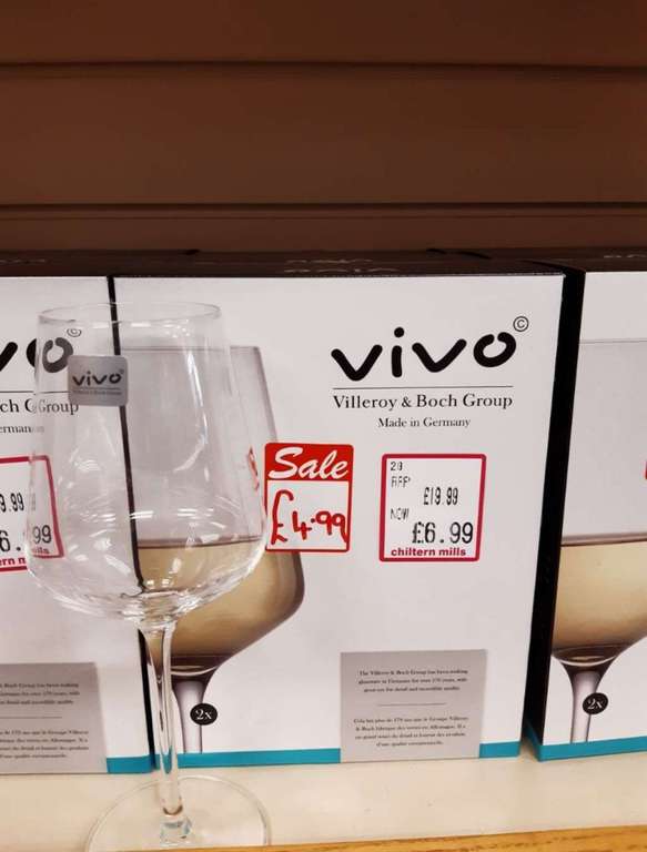 Two Vivo White Wine high quality crystalline glasses - (RRP £19.99 down to £6.99) Sale £4.99 Instore @ Chiltern Mills (Redcar)