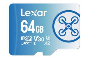 Lexar Fly 64GB Micro SD Card, microSDXC UHS-I Flash Memory Card, Up to 160MB/s Read, U3, Class 10, V30, A2, High-Speed TF Card for DJI Drone