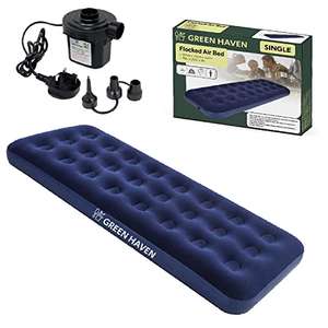 Premium Single Blow up Camping bed + AC Electric Air Pump - £22.99 Dispatched By Amazon, Sold By First Point Distribution