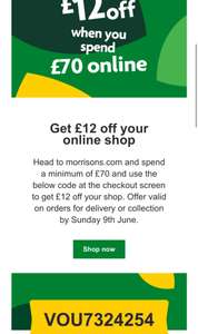 £12 off £70 online spend (select accounts)