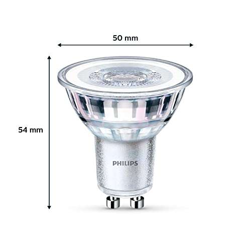 PHILIPS LED Classic Spot Light Bulb 6 Pack [Warm White 2700K - GU10] 50W Equivalant, Non Dimmable