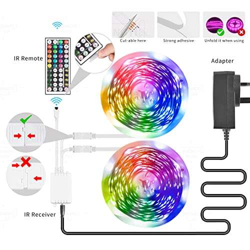 Ksipze 30m Led Strip Lights(2 Rolls of 15m) RGB Music Sync Color Changing £15.99 with voucher Sold by Ksipze UK and Fulfilled by Amazon