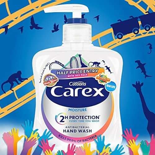 Carex 2 Hour Protection Antibacterial Moisture Hand Wash, Bulk Buy, Pack of 6 x 250ml (£3.80 - £4.60 with subscribe and save)