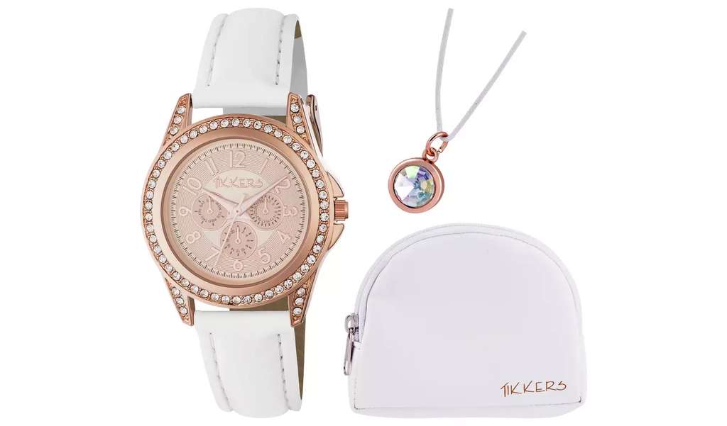 Tikkers Kids White Watch, Necklace and 