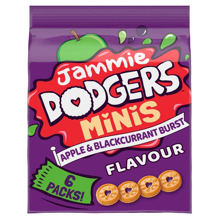 Jammie Dodgers Minis Biscuits Apple & Blackcurrant x 6 Pk - 120g - Nectar Price