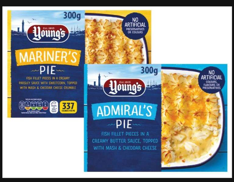 Young's Admiral Pie 300g/Young's Fisherman's Pie 300g - 99p Each @ Farmfoods