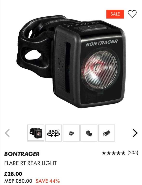 Bontrager Flare RT Rear Bike Light £23.80 with code + £1.99 delivery @ sigma sports