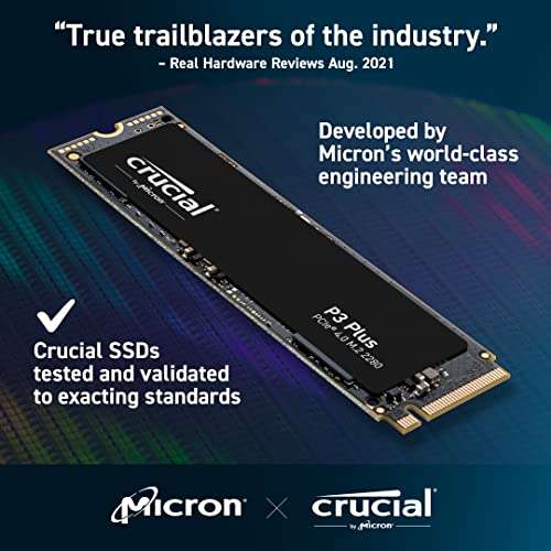 2TB - Crucial P3 Plus M.2 PCIe Gen4 NVMe Internal SSD - Up to 5000/4200MB/s R/W - £118.99 - Sold by Amazon US @ Amazon