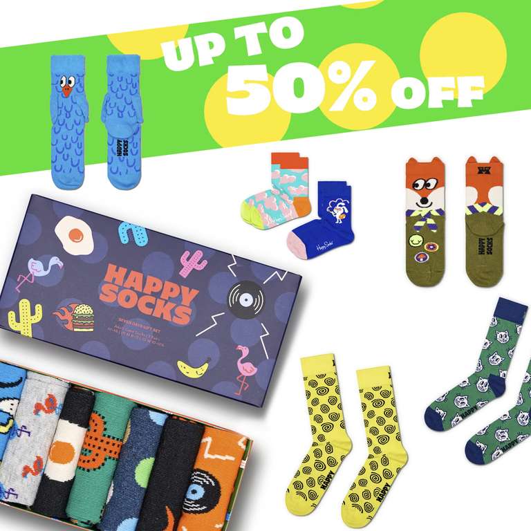 Up to 50% off Happy Socks + Free Shipping