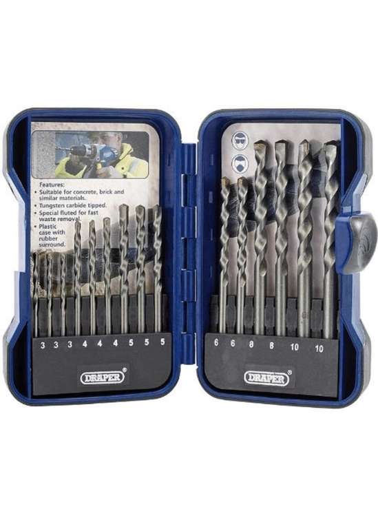 Draper 18550 Masonry Drill Bit Set, Blue, 15 Pcs £5.66 @ Amazon