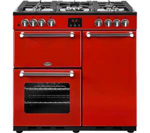 BELLING Kensington 90DFT Dual Fuel Range Cooker - Red & Chrome £949.91 Free Delivery @ Currys