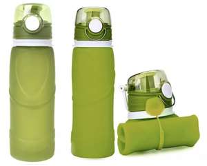BOGOF (Buy One Get One Free) MyFriday Foldable Silicone Travel Water Bottle BPA Free 750ml - Green - £9.99 Delivered @ MyMemory