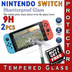 3 x 2pk Nintendo Switch Screen Protectors 9H Tempered Glass - New - Sold by tatNtoo World of Body Decorations