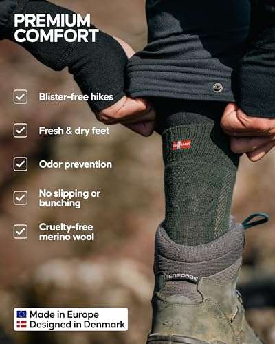 Danish Endurance Outdoor Walking Thermal Socks, Merino Wool, Premium Comfort Hiking Socks for Men & Women 3 Pack - DanishEnduranceUK / FBA