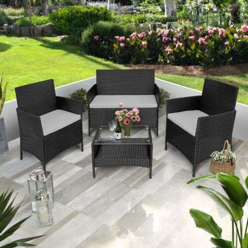 4 Piece Rattan Garden Furniture Set , Mixed Grey, Includes Cushions - £108.99 @ warehouse-promotion-clearance / eBay (UK Mainland)