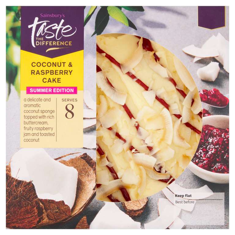 Taste The Difference - Strawberry & Clotted Cream Cake 470g / Coconut & Raspberry Cake 510g (Nectar price)
