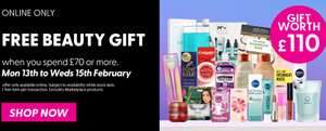Spend £70 or more online and get a Valentines beauty box at Superdrug