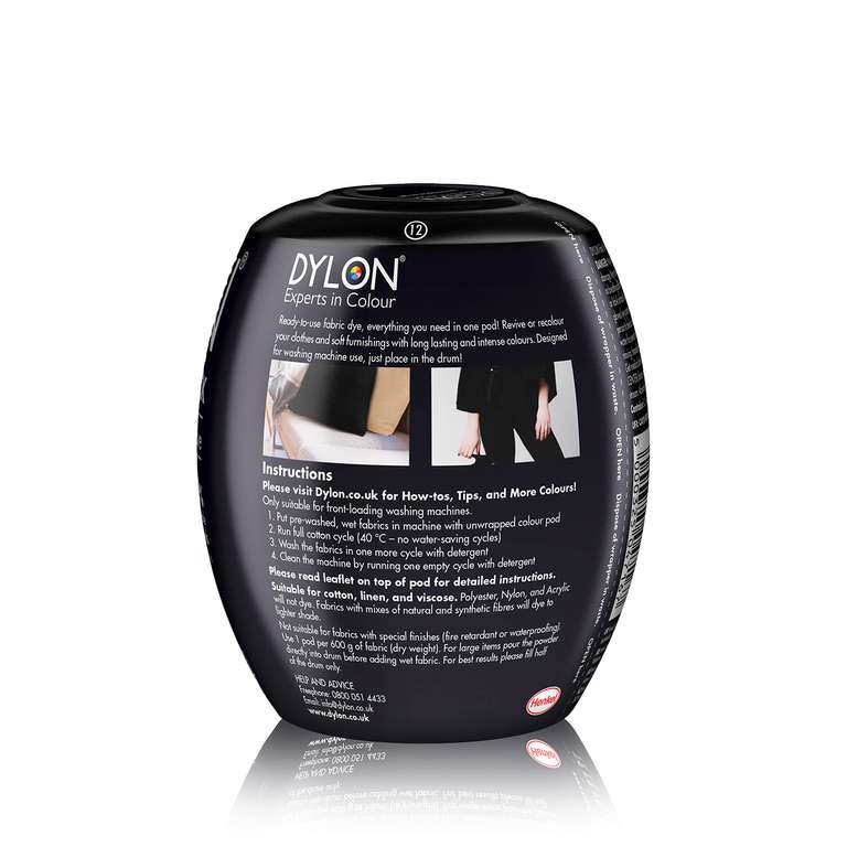 Dylon Washing Machine Fabric Dye Pod Intense Black, 350g £5.95 / £5.05 (S&s)