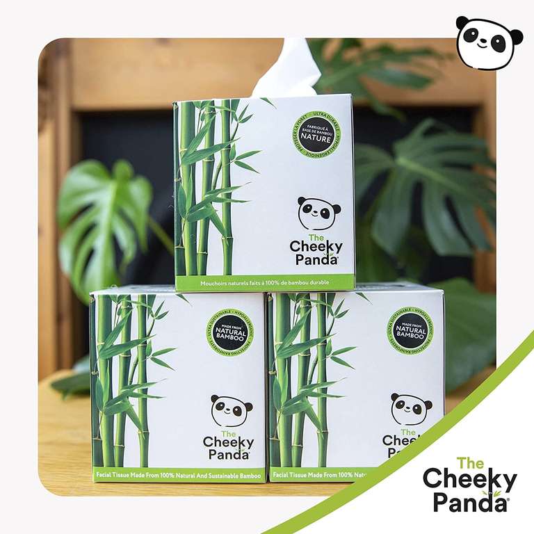 12X The Cheeky Panda Bamboo Facial Tissues Boxes | Soft Face Tissues | Plastic Free Tissues Box Multipack - £9.31 with Max S&S