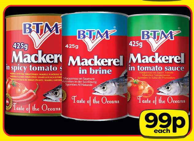 BTM Mackerel in Spicy Tomato Sauce 425g - Only £0.99 at FarmFoods ...