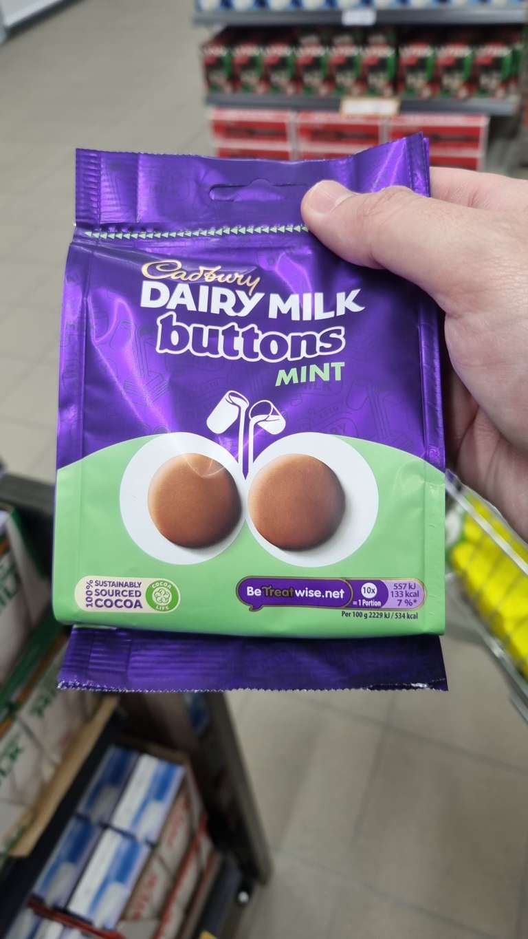 Dairy Milk Mint Buttons instore speke