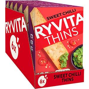 Ryvita Sweet Chilli Thins | Dipping, Snacking, Sharing | Fibre | Healthy | 6 PACKS of 125g