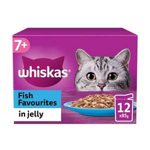 Whiskas 7+ Fish Favourites Senior Wet Cat Food Pouches in Jelly 12x85g