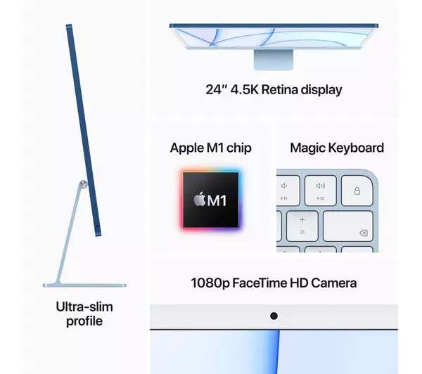 Apple iMac 2021 4.5K 24 Inch M1 Chip / 256GB SSD (Blue)