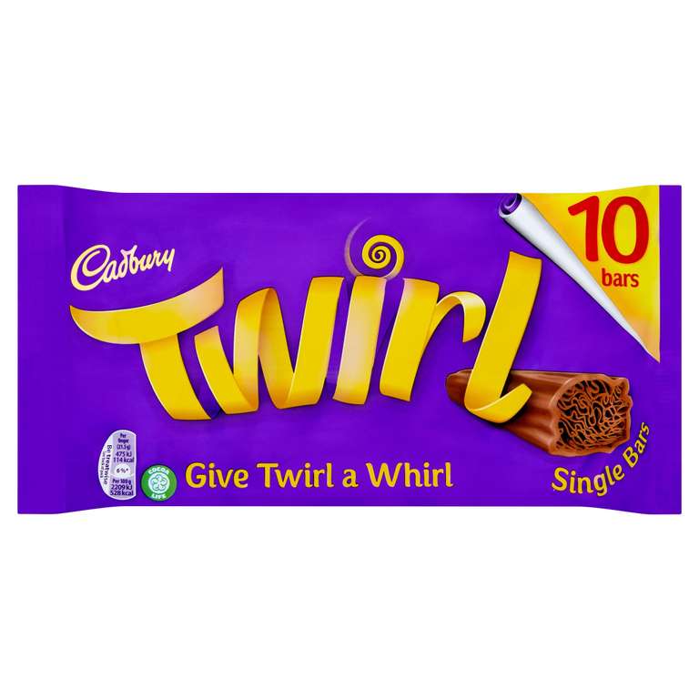Cadbury Twirl Chocolate Bar 10 Pack 215g - £2.00 @ Iceland