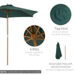 Outsunny 2.5m Wood Garden Parasol Sun Shade Patio Outdoor Wooden Umbrella Canopy Green @ MHSTAR