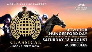 Newbury Racecourse - Ministry of Sound Classical & Judge Jules Saturday 13 August £7.50 at show film first