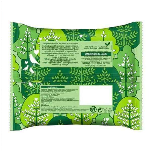Simple Kind to Skin Biodegradable Cleansing Wipes 20pc: 91p + Free Order & Collect @ Superdrug