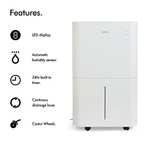 VonHaus 20L/Day Dehumidifier - LED Display, 24 Hour Timer, Continuous Drainage, 4L Tank - W/Code