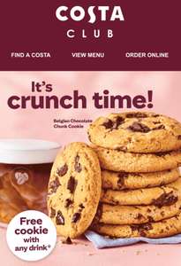 Enjoy a Free Cookie with Any Drink at Costa (29/05-04/06) in App rewards