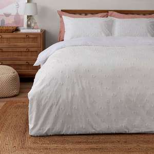 Thyra Tufted White Spot Duvet Cover and Pillowcase Set Single £7, Double £9, Kingsize £12 with Free Click and Collect @ Dunelm